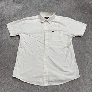 Brixton Cotton Button Down Shirt Mens XL White Short Sleeve Pocket Classic Prep